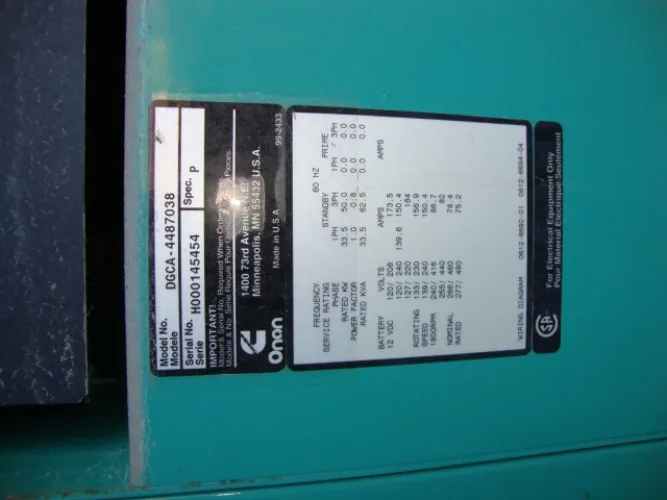 Photo #9 of (2) ONAN GENERATORS SETS AND (1) ONAN POWER CONTROL TRANSFER SWITCH