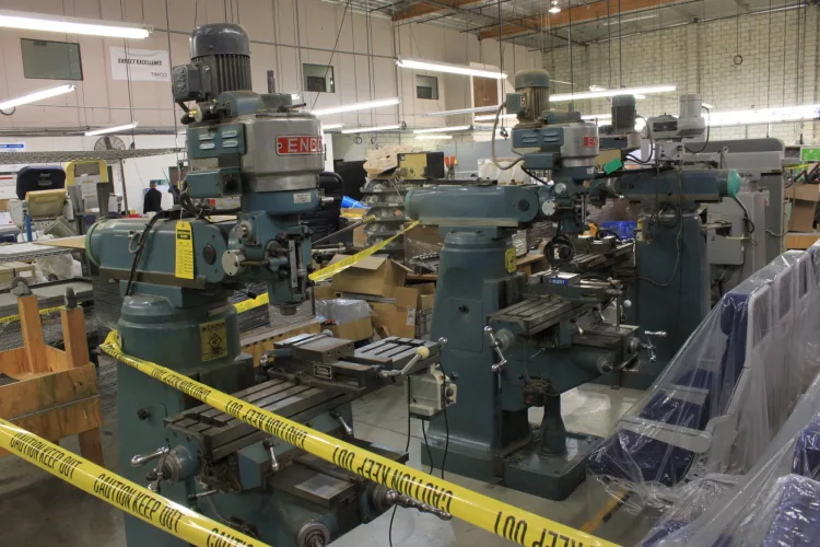 Photo #16 of SURPLUS TO HAECO AMERICAS - FEATURING: 2005 HAAS MDC-500 CNC VERTICAL MACHINING CENTER, GORGEOUS 75 TON BLISS VARI-SPEED OBI PUNCH PRESS, 60 TON ROUSELLE OBI PUNCH PRESS, SAMCO CLICKER PRESS,MILLING MACHINES, DRILL PRESSES, GRINDERS, (11) SEWING MACHINES,