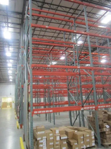 Photo #1 of APPROX. (640) SECTIONS OF INTERLAKE 30 TEARDROP PALLET RACKING & GRAVITY FLOW RACKING, INCLINE & DECLINE BELTED & POWERED ROLLER CONVEYORS, (10) CROWN ORDER PICKERS, REACH TRUCKS & ELECTRIC TRUCKS, (9) VARIOUS BATTERY CHARGERS & SPARE BATTERIES & MUCH