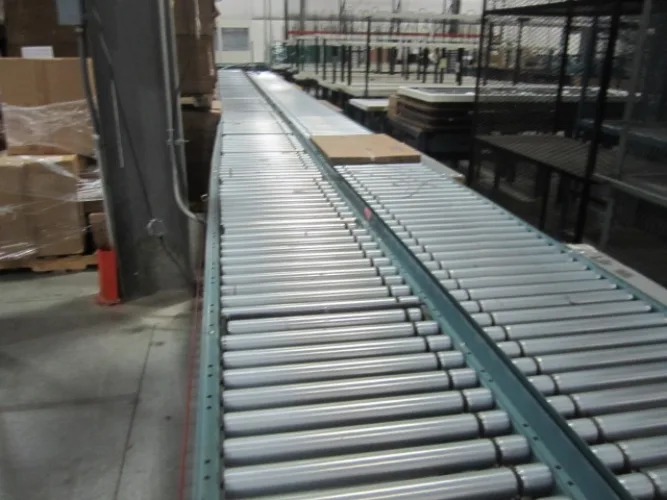 Photo #27 of APPROX. (640) SECTIONS OF INTERLAKE 30 TEARDROP PALLET RACKING & GRAVITY FLOW RACKING, INCLINE & DECLINE BELTED & POWERED ROLLER CONVEYORS, (10) CROWN ORDER PICKERS, REACH TRUCKS & ELECTRIC TRUCKS, (9) VARIOUS BATTERY CHARGERS & SPARE BATTERIES & MUCH
