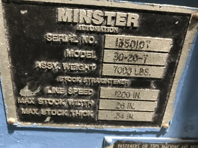 Photo #30 of (1990) 300 TON MINSTER HEVISTAMPER STRAIGHT SIDE DOUBLE CRANK VARI-SPEED PRESS & 16,000LB MINSTER SERVO FEED LINE & AIDA GAP FRAME 225-TON PRESS