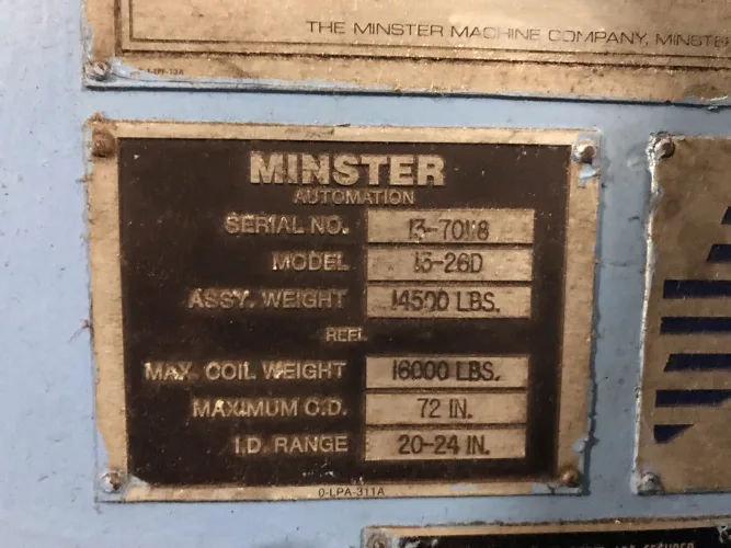 Photo #33 of (1990) 300 TON MINSTER HEVISTAMPER STRAIGHT SIDE DOUBLE CRANK VARI-SPEED PRESS & 16,000LB MINSTER SERVO FEED LINE & AIDA GAP FRAME 225-TON PRESS
