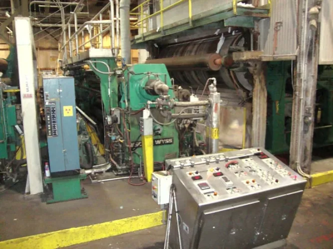 Photo #14 of PAPER EQUIPMENT AUCTION, FEATURING: FKC SINGLE & TWIN SCREW PRESS, KROFTA CLARIFIER, ANDRITZ WET LAP LINE, CALENDAR STACKS, VACUUM PUMPS, SCREENS, ROLL SPLITTER, FORK TRUCKS & ROLL CLAMP TRUCKS, CRANES, BANDSAWS, KNIFE GRINDERS, CYLINDRICAL GRINDERS,