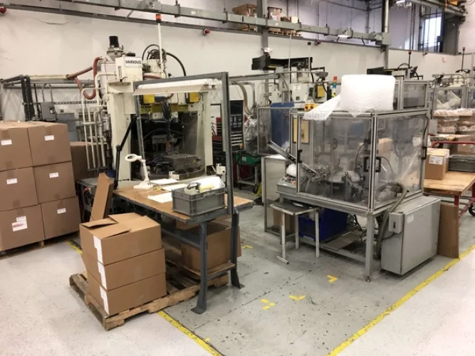Photo #10 of 2-DAY AUCTION - DAY #1 | PANCON CORPORATION - TEMECULA, CA (PLASTIC INJECTION MOLDING) - ENGEL VERTICAL ROTARY INJECTION MOLDERS CONFIGURED AS PRODUCTION CELLS, HORIZONTAL INJECTION MOLDERS, HOPPERS, DRYERS, TEMPERATURE CONTROLLERS, GRANULATORS &