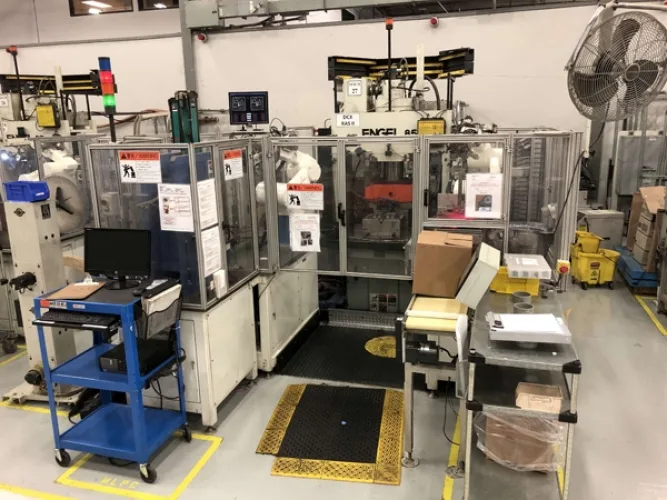 Photo #16 of 2-DAY AUCTION - DAY #1 | PANCON CORPORATION - TEMECULA, CA (PLASTIC INJECTION MOLDING) - ENGEL VERTICAL ROTARY INJECTION MOLDERS CONFIGURED AS PRODUCTION CELLS, HORIZONTAL INJECTION MOLDERS, HOPPERS, DRYERS, TEMPERATURE CONTROLLERS, GRANULATORS &