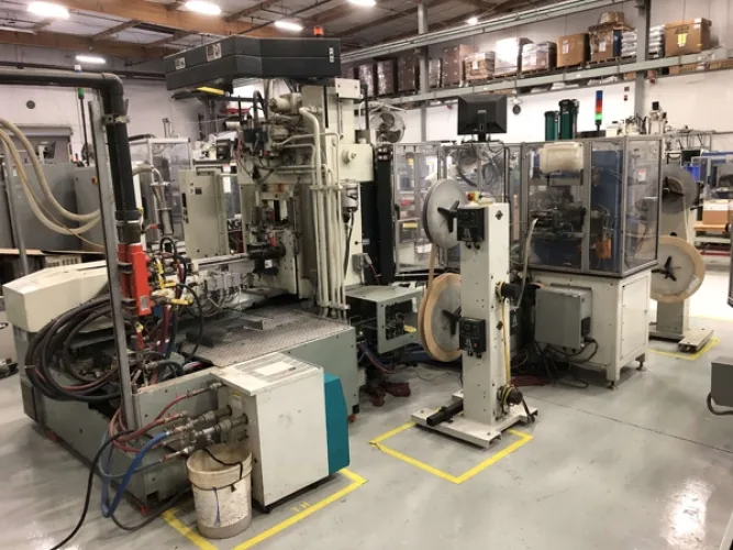 Photo #17 of 2-DAY AUCTION - DAY #1 | PANCON CORPORATION - TEMECULA, CA (PLASTIC INJECTION MOLDING) - ENGEL VERTICAL ROTARY INJECTION MOLDERS CONFIGURED AS PRODUCTION CELLS, HORIZONTAL INJECTION MOLDERS, HOPPERS, DRYERS, TEMPERATURE CONTROLLERS, GRANULATORS &