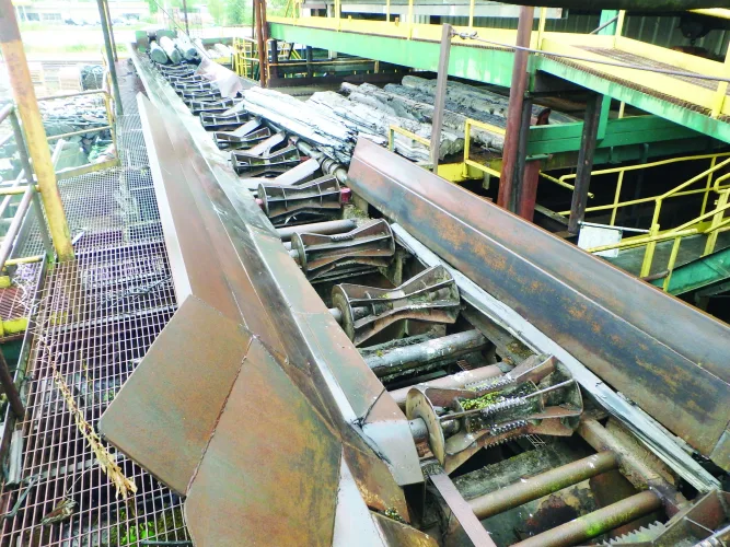 Photo #7 of SAWMILL AUCTION: 1994 NICHOLSON DEBARKER, HEADRIG & CARRIAGE, EDGERS, RESAWS, INFEED LOG HAUL & CUT OFF SAW, TIMBER SAW SYSTEM, PUSH PULL TRIMMER, CHIP SCREEN, BLOWER, FEEDER & VIBRATORY CONVEYOR & MUCH MORE - TWIN RIVERS CEDAR PRODUCTS LTD
