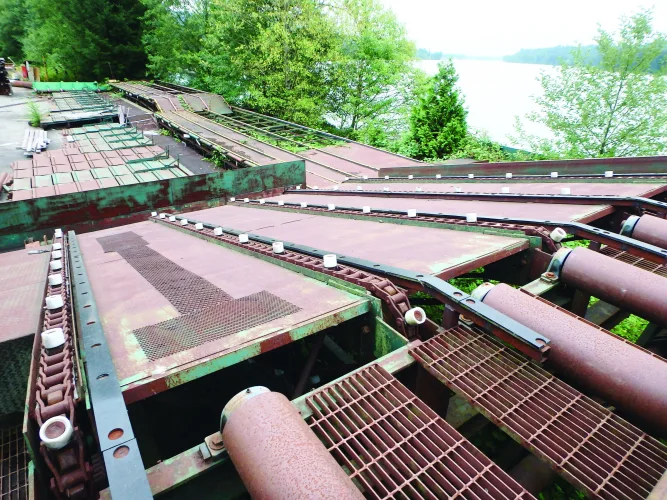 Photo #26 of SAWMILL AUCTION: 1994 NICHOLSON DEBARKER, HEADRIG & CARRIAGE, EDGERS, RESAWS, INFEED LOG HAUL & CUT OFF SAW, TIMBER SAW SYSTEM, PUSH PULL TRIMMER, CHIP SCREEN, BLOWER, FEEDER & VIBRATORY CONVEYOR & MUCH MORE - TWIN RIVERS CEDAR PRODUCTS LTD