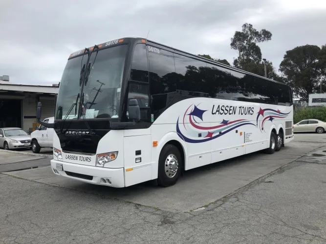 Photo #1 of SALE #2: (4) 2014-2017 PREVOST H3-45 CHARTER BUSES & (9) 2015-2018 FORD TRANSIT 350HD XLT PASSENGER VANS - LASSEN TOURS